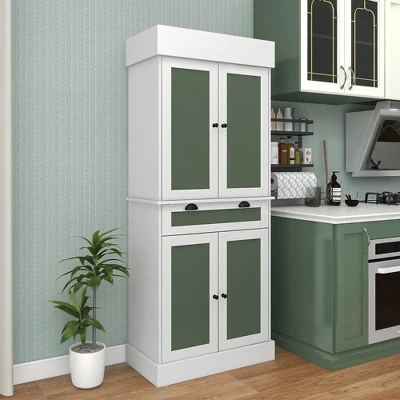 Costway 72'' Kitchen Buffet Hutch Pantry Cabinet Cupboard With 4 Doors & Adjustable Shelves 1 Costway 72'' Kitchen Buffet Hutch Pantry Cabinet Cupboard With 4 Doors & Adjustable Shelves