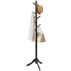 Costway Wooden Coat Rack Stand Entryway Hall Tree 2 Adjustable Height W/ 8 Hooks GrayBrown -Costway GUEST 0020c858 aed3 4a94 b15e 82f853dd5578