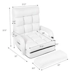 Costway Folding Floor Armchair W/6-position Adjustable Back & Lumbar Pillow White 12 Costway Folding Floor Armchair W/6-position Adjustable Back & Lumbar Pillow White -Costway GUEST 0081dd1a 221c 4caa bc01 7d985b491039