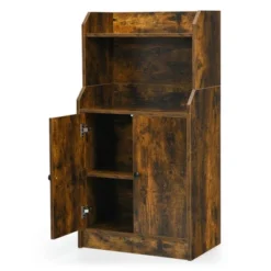 Costway Storage Cabinet Bookcase W/2 Doors And Open Shelves Display Shelf Rustic Brown -Costway GUEST 0093f3f8 7eec 44ce b6d7 65665e57a6e5