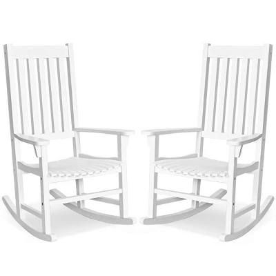 Costway 2PCS Wood Rocking Chair Porch Rocker High Back Garden Seat Indoor Outdoor 11 Costway 2PCS Wood Rocking Chair Porch Rocker High Back Garden Seat Indoor Outdoor - Image 11