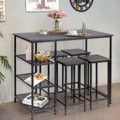 Costway 5 Piece Counter Dining Table Set Bar Pub Table Set Metal Frame Black -Costway GUEST 00dbc7ff e2d7 45da a213 5e9ffdba8815