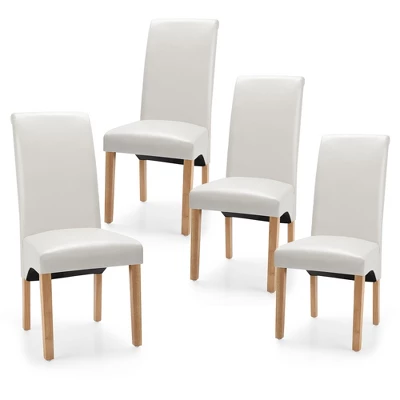 Set Of 4 Dining Chairs Upholstered Padded Side Chairs W/ Rubber Wood Legs BlackBeige 10 Set Of 4 Dining Chairs Upholstered Padded Side Chairs W/ Rubber Wood Legs BlackBeige - Image 10