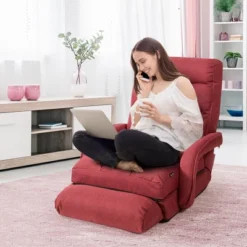 Costway Folding Floor Single Sofa Massage Recliner Chair W/ A Pillow 5 Adjustable Backrest Position Leisure Lounge Couch BlueRedWhite -Costway GUEST 01454400 80b3 4db7 a02a 2e0354add3f6