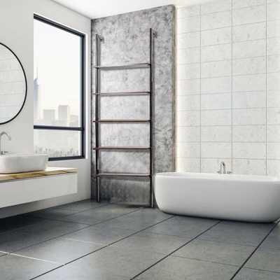 Costway 5-Tier Ladder Shelf Wood Wall Mounted Display Bookshelf Metal Frame Brown & Black/Brown & White/Bronze 4 Costway 5-Tier Ladder Shelf Wood Wall Mounted Display Bookshelf Metal Frame Brown & Black/Brown & White/Bronze - Image 4