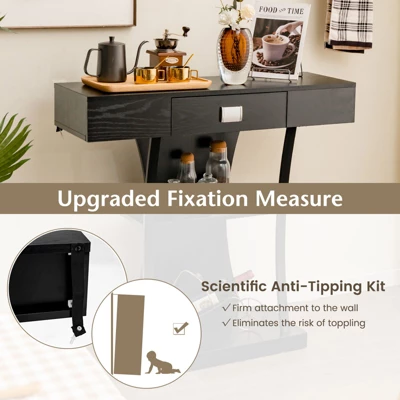 Costway T-Shaped Console Table Behind Couch Table With Drawer Shelves & Dual Anti-Tipping Kits Modern Foyer Table Entryway Accent Table 6 Costway T-Shaped Console Table Behind Couch Table With Drawer Shelves & Dual Anti-Tipping Kits Modern Foyer Table Entryway Accent Table - Image 6