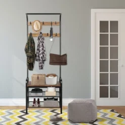 Costway Industrial Coat Rack Shoe Bench Hall Tree Entryway Storage Shelf With 9 Hooks 12 Costway Industrial Coat Rack Shoe Bench Hall Tree Entryway Storage Shelf With 9 Hooks -Costway GUEST 01fbbd95 93aa 41f4 978d 06f1dbb144d7