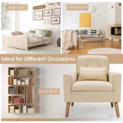 Costway Accent Chair Upholstered Linen Armchair Sofa Chair W/Waist Pillow 17 Costway Accent Chair Upholstered Linen Armchair Sofa Chair W/Waist Pillow -Costway GUEST 0298355f 3158 4dcb a002 ea182f5b4ba8