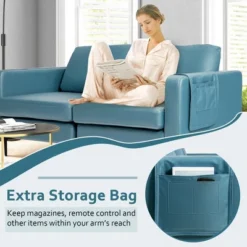 Costway Modern Loveseat Leathaire Fabric 2-Seat Sofa Couch W/ Side Storage Pocket 16 Costway Modern Loveseat Leathaire Fabric 2-Seat Sofa Couch W/ Side Storage Pocket -Costway GUEST 02b08ce9 605a 4555 a9f8 a673e0d43645