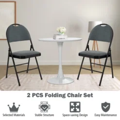 Costway 2/4 Pack Folding Chairs Portable Padded Office Kitchen Dining Chairs Grey -Costway GUEST 02db9272 7c85 4a63 80f7 6fb2ab1ab4a2
