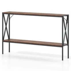 Costway Narrow Console Table 2-Tier Entryway Table With Storage 2 Support Bars Sofa Table Brown/White 20 Costway Narrow Console Table 2-Tier Entryway Table With Storage 2 Support Bars Sofa Table Brown/White -Costway GUEST 02e3318d ef1c 4105 a10f 3e245387c448