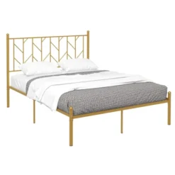 Costway Full/Queen/Twin Size Metal Platform Bed Frame Vintage Headboard Mattress Foundation Gold 15 Costway Full/Queen/Twin Size Metal Platform Bed Frame Vintage Headboard Mattress Foundation Gold -Costway GUEST 0338e397 102c 4324 b0f6 b0120c6e05bc