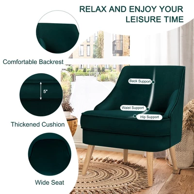 Costway Set Of 2 Accent Chairs Velvet Single Sofa Chair W/Rubber Wood Legs PinkGreenGrey 7 Costway Set Of 2 Accent Chairs Velvet Single Sofa Chair W/Rubber Wood Legs PinkGreenGrey - Image 7