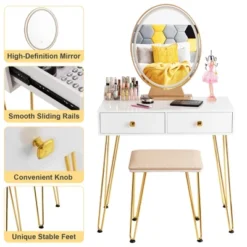 Costway Vanity Makeup Dressing Table W/ 3 Lighting Modes Mirror Touch Switch White -Costway GUEST 038cc3a9 7c9b 4b4d b013 ae5248b6aab7