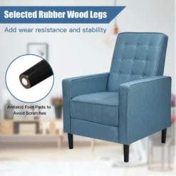 Costway Mid-Century Push Back Recliner Chair Fabric Tufted Single Sofa W/Footrest -Costway GUEST 039cd21e cbcf 426c b2fc d31f24be54c3