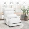 Costway Folding Floor Armchair W/6-position Adjustable Back & Lumbar Pillow White
