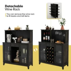 Costway 2-Door Buffet Bar Cabinet Kitchen Storage Sideboard Wine Rack Glass Holder GreyBlack 17 Costway 2-Door Buffet Bar Cabinet Kitchen Storage Sideboard Wine Rack Glass Holder GreyBlack -Costway GUEST 03e15223 a3f9 4774 b492 ed534b470a35