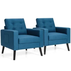 Costway Set Of 2 Accent Armchairs Upholstered Single Sofa Chairs W/ 2-Side Pockets -Costway GUEST 046aa3e0 dae6 4aa0 9468 2d60af55831e