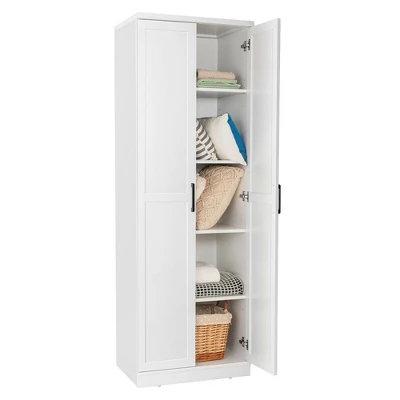 Costway 70'' Storage Cabinet Freestanding Pantry Cabinet W/2 Doors & 5 Shelves White 9 Costway 70'' Storage Cabinet Freestanding Pantry Cabinet W/2 Doors & 5 Shelves White - Image 9