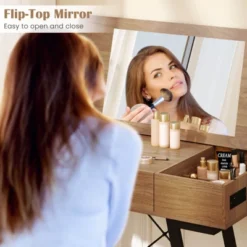 Costway Vanity Desk With Flip Top Mirror Makeup Dressing Table With Power Outlets Drawer -Costway GUEST 04f70012 d752 4a4b 8350 e1c47ea2a3f6