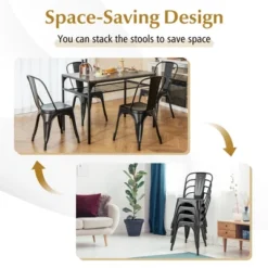 Costway 18" High Back Bar Stools Set Of 4 With Removable Backrest For Cafe Bar Black/Gun Gray -Costway GUEST 05392059 cff2 4b87 b803 b12581841f4c