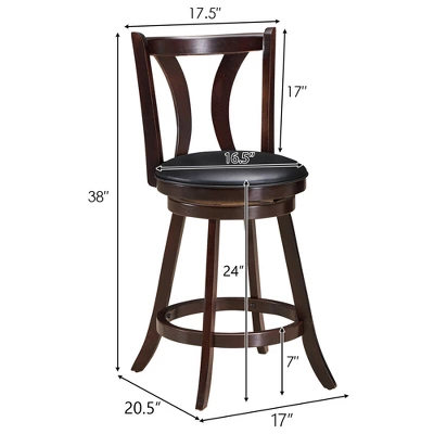 Costway Set Of 4 Swivel Bar Stool 24'' Counter Height Leather Padded Dining Kitchen Chair 1 Costway Set Of 4 Swivel Bar Stool 24'' Counter Height Leather Padded Dining Kitchen Chair