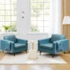 Costway Set Of 2 Leathaire Fabric Accent Armchair Single Sofa W/Side Storage Pocket