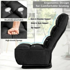 Costway Swivel Folding Floor Chair 6-Position Gaming Chair W/ Metal Base -Costway GUEST 05c73324 90fd 44f6 8205 d4d16e836e54