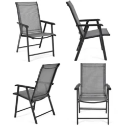 Costway Set Of 4 Outdoor Patio Folding Chairs Camping Deck Garden Pool Beach W/Armrest -Costway GUEST 06035b06 c884 4432 b61a 07e657cac127