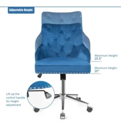 Costway Blue Velvet Office Chair Tufted Upholstered Swivel Computer Desk Chair Nailed Trim -Costway GUEST 061a2e1d e392 4936 9ffe 1d4829ef770b