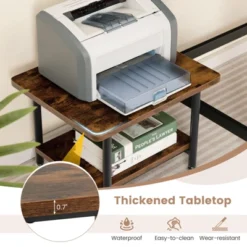 Costway 2-Tier Rolling Under Desk Printer Cart Machine Stand Storage Rack Brown -Costway GUEST 06f62aa3 4f21 4915 895d 6ed5970bb6e4