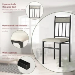 Costway 5 Piece Dining Set Faux Marble Top Table 30'' And 4 Padded Seat Chairs W/ Metal Legs -Costway GUEST 07490993 b84e 40ac a177 1e77c38b67d1