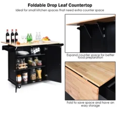 Costway Drop-Leaf Kitchen Island Trolley Cart Wood Storage Cabinet W/ Spice Rack Black 14 Costway Drop-Leaf Kitchen Island Trolley Cart Wood Storage Cabinet W/ Spice Rack Black -Costway GUEST 076e97c4 fd9b 4246 ba98 d660a0b7d944