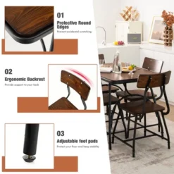 Costway Dining Table Set 5-Piece Kitchen Dining Table Set Rectangula For 5 W/Metal Frame -Costway GUEST 0780967b ee54 4325 9519 071a7ed33d13