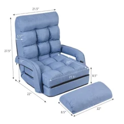 Costway Folding Floor Armchair W/6-position Adjustable Back & Lumbar Pillow Blue -Costway GUEST 0781414a 5041 463a 9c6f 681c232b6e07