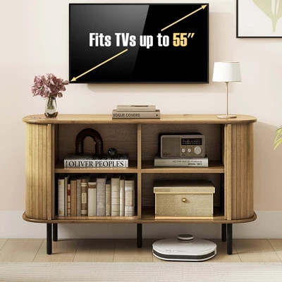 Costway 47" Sideboard Buffet Cabinet With Sliding Tambour Doors Adjustable Shelves Oak 7 Costway 47" Sideboard Buffet Cabinet With Sliding Tambour Doors Adjustable Shelves Oak - Image 7