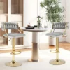 Costway Swivel Velvet Bar Stools Set Of 2 Upholstered Adjustable With Woven Backrest Grey/Beige/Yellow