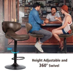Costway Set Of 4 Adjustable Bar Stools Swivel Bar Chairs W/ Backrest Retro Brown Hot-Stamping Cloth 12 Costway Set Of 4 Adjustable Bar Stools Swivel Bar Chairs W/ Backrest Retro Brown Hot-Stamping Cloth -Costway GUEST 07d2b44b 2ff9 46be 9cd6 5fcbc88d9cc3