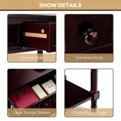 Costway Console Table Drawers Bottom Shelf Accent Sofa Entryway Hall Espresso -Costway GUEST 0802b207 a5ac 4b1f bd7a 2693a50e5863