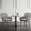 Costway Set Of 2 Accent Chairs Fabric Upholstered Armchairs W/Wooden Legs Beige/Gray