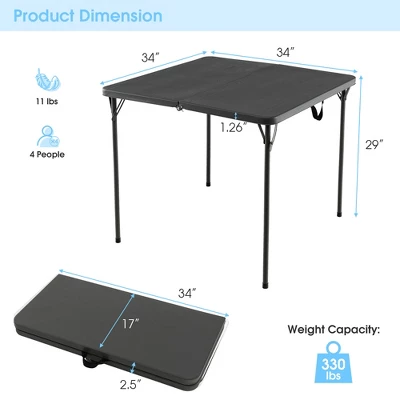 Costway Folding Camping Table Portable HDPE Outdoor Picnic Dining Table W/ Handle WhiteGrey 9 Costway Folding Camping Table Portable HDPE Outdoor Picnic Dining Table W/ Handle WhiteGrey - Image 9