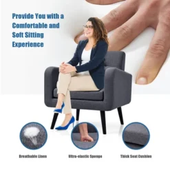 Costway Mid Century Accent Chair Fabric Arm Chair Single Sofa W/Rubber Wood Legs BlueGrey 15 Costway Mid Century Accent Chair Fabric Arm Chair Single Sofa W/Rubber Wood Legs BlueGrey -Costway GUEST 085ff2a6 9d32 485e b49f f0ce01e85e60