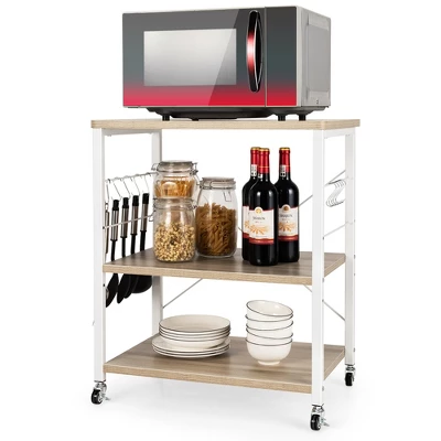 Costway 3-Tier Kitchen Baker's Rack Microwave Oven Storage Cart W/ Hook 11 Costway 3-Tier Kitchen Baker's Rack Microwave Oven Storage Cart W/ Hook - Image 11