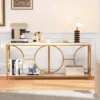 Costway 2-Tier Faux Marble Top Console Table 71" Narrow Console Table For Entryway