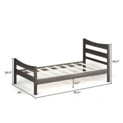 Costway Twin Size Platform Bed Frame Foundation W/Headboard &Wood Slat Support