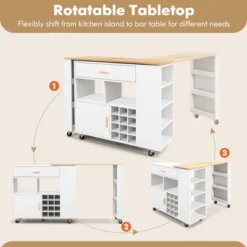 Costway Reversible Folding Kitchen Island Cart Utility Storage Trolley Wine Rack Shelves 16 Costway Reversible Folding Kitchen Island Cart Utility Storage Trolley Wine Rack Shelves -Costway GUEST 0918555e 03f3 488f 9bbd 7c08efa71927