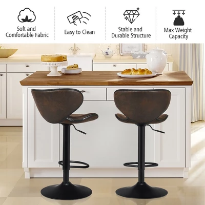 Costway Set Of 4 Adjustable Bar Stools Swivel Bar Chairs Pub Kitchen Retro Brown 5 Costway Set Of 4 Adjustable Bar Stools Swivel Bar Chairs Pub Kitchen Retro Brown - Image 5