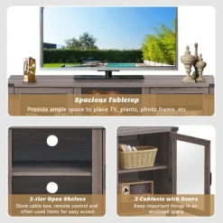 Costway TV Stand Entertainment Center For TV's Up To 65'' W/ Storage Cabinets Deep Taupe -Costway GUEST 09cd2edf 1833 44be 8419 bb6d458bfff4