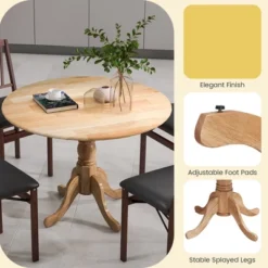 Costway Rustic Dining Table Wooden Dining Table With Round Tabletop & Curved Trestle Legs Natural/Walnut 18 Costway Rustic Dining Table Wooden Dining Table With Round Tabletop & Curved Trestle Legs Natural/Walnut -Costway GUEST 09edfea5 6000 4e54 921c ad0618707817