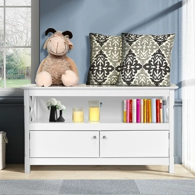 Costway Modern Free Standing TV Cabinet Wooden Console Media Entertainment Center 2 Costway Modern Free Standing TV Cabinet Wooden Console Media Entertainment Center - Image 2